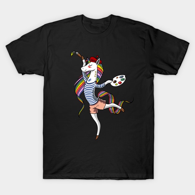 Unicorn Painting Artist T-Shirt by underheaven